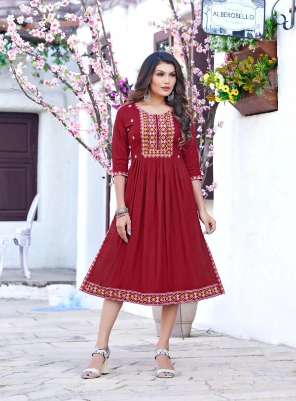 Tips And Tops Nyra Heavy Rayon Anarkali Kurti Collection